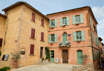 Ochre-coloured buildings in Roussillon, France