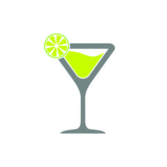 cocktail glass icon - Vector cocktail glass sign - alcohol illustration, cocktail isolated