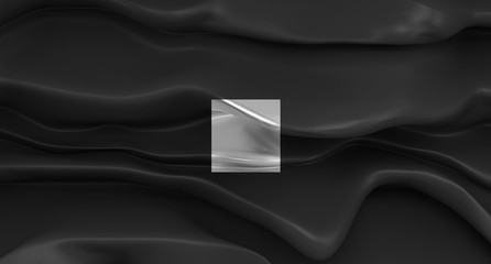 Luxury black background abstract shape. Flowing glossy black shapes. Abstract melting wall. 3D rendering.