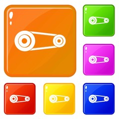 Mechanic belt icons set collection vector 6 color isolated on white background