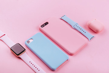 Up to date technology.Top view of diverse personal accessory