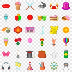 Donut icons set. Cartoon style of 36 donut vector icons for web for any design