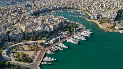 Aerial drone photo of famous Marina and port of Zea in the heart of Piraeus, Attica, Greece