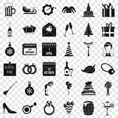 Present icons set. Simple style of 36 present vector icons for web for any design