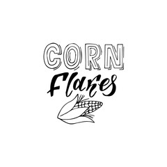 Very high quality original trendy vector lettering illustration of sweet  corn. Bunch of Corn. summer farm design elements. Hand drawn.