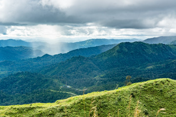 Landscape of mountain and clouds in rainy season.