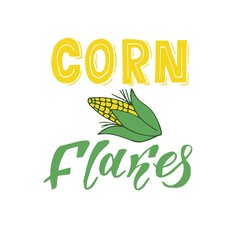 Very high quality original trendy vector lettering illustration of sweet golden corn. Bunch of Corn. summer farm design elements. Hand drawn.