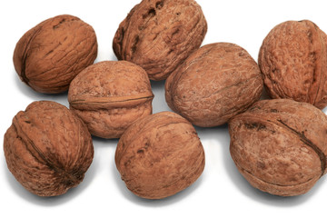 Walnuts on white background, isolated, closeup