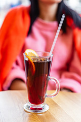 woman drinking mulled wine