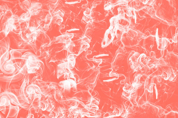 Fototapeta na wymiar Abstract coral living pattern background with puffs of white smoke. A lot of smoke on a black background. Art design smoke.