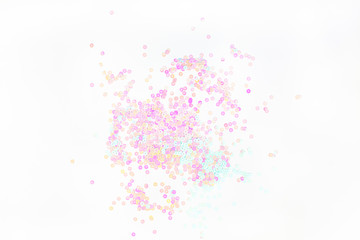 Pearl pastel confetti sparkles on white background
