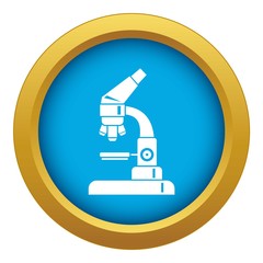 Microscope icon blue vector isolated on white background for any design