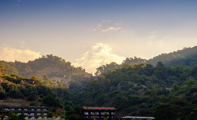Oludeniz, Turkey. View of the mountains and sky at sunrise