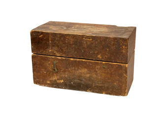 Vintage weights in a wooden box