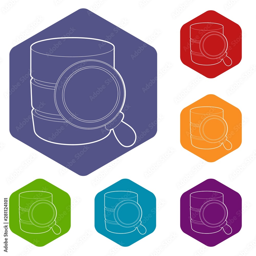 Poster searching database icon. outline illustration of searching database vector icon for web