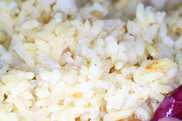 Rice with curry refined and served hot