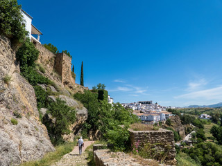 Fototapeta premium Beautifull surroundings of Ronda in sunny spring day, one person.