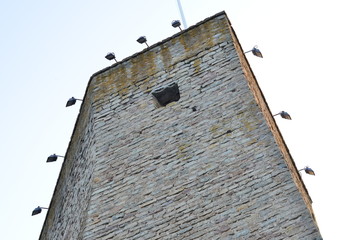 Stone tower of a medieval castle.