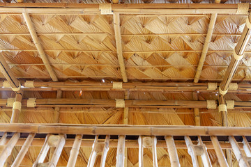 Structure of bamboo huts. Bamboo hut. Bamboo huts for living. The part of the roof is made of bamboo.
