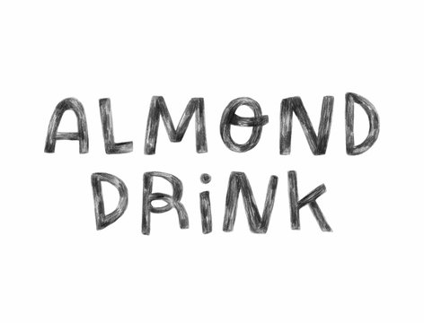 Almond drink. Healthy alternative to dairy. Hand drawn illustration on a white background. Template for banners, cards, posters, prints and other design projects.