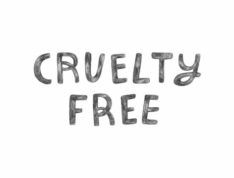 Cruelty free - against animal testing. Modern hand lettering isolated on a white background. Template for banners, cards, posters, prints and other design projects.