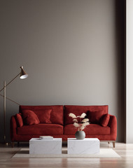 Minimalist modern living room interior background, 3D render