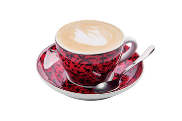 Cup with cappuccino isolated on white