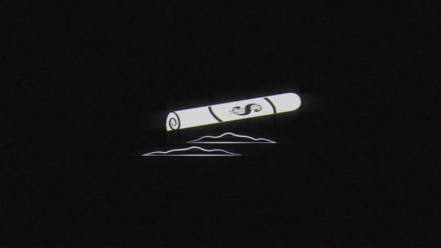 Cocaine line and rolled dollar human bad habit in glitch effect on dark background