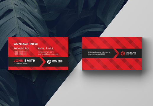 Corporate  Business Card Layout with Red Accents
