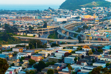 View of San Francisco's highways at twilight