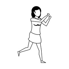 fitness sport exercise lifestyle cartoon in black and white