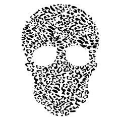 Design for a shirt of a leopard print skull isolated on white