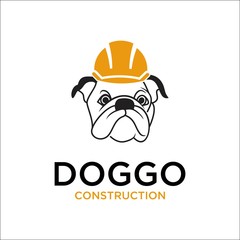 dog mascot logo vector using a construction helmet