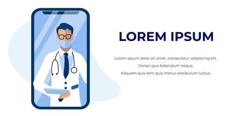 Online Doctor Application Advertising Text Banner