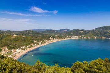 Fototapeta premium Aerial view to Agios Georgios beach on Corfu island Greece