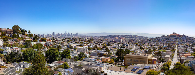 Panoramic view of San Francisco's Noe Valley seen from Billy Goat Hill.