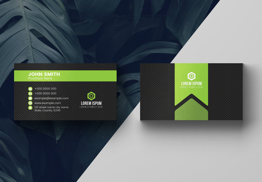Green and Charcoal Business Card Layout