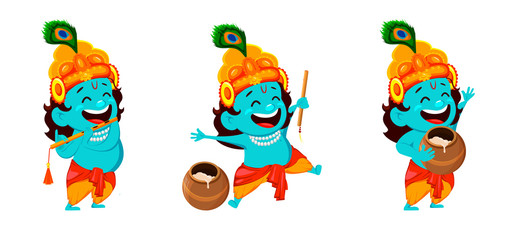 Funny cartoon character Lord Krishna