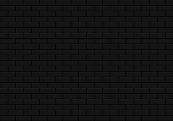 Black brick wall seamless texture. Realistic decorative background.