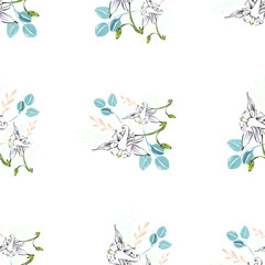 Line art wildflower for fabric design. Petal meaningful wild blossom. Curly pattern twig
