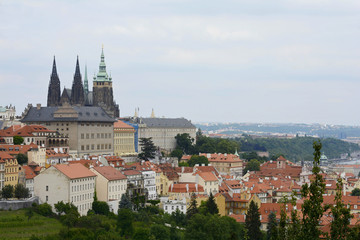 Photo of Prague from Petršinsky Hill. Panorama of the old city. Czech