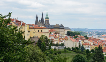 Fototapeta na wymiar Photo of Prague from Petršinsky Hill. Panorama of the old city. Czech