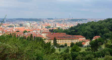 Obraz premium Photo of Prague from Petršinsky Hill. Panorama of the old city. Czech