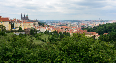 Fototapeta na wymiar Photo of Prague from Petršinsky Hill. Panorama of the old city. Czech