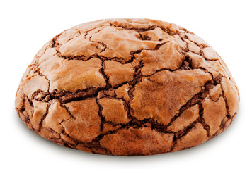 Chocolate brownie cookies on a white isolated background