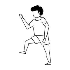 fitness sport exercise lifestyle cartoon in black and white
