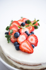 Tres Leches Latin Cake with Strawberries and Blueberries