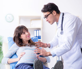 Pregnant woman visiting doctor for consultation