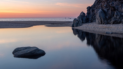 California Coast Beach Sunset Reflection