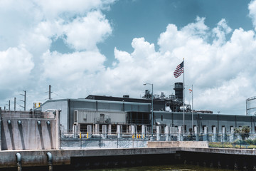 Electric central in Florida with the USA Flag